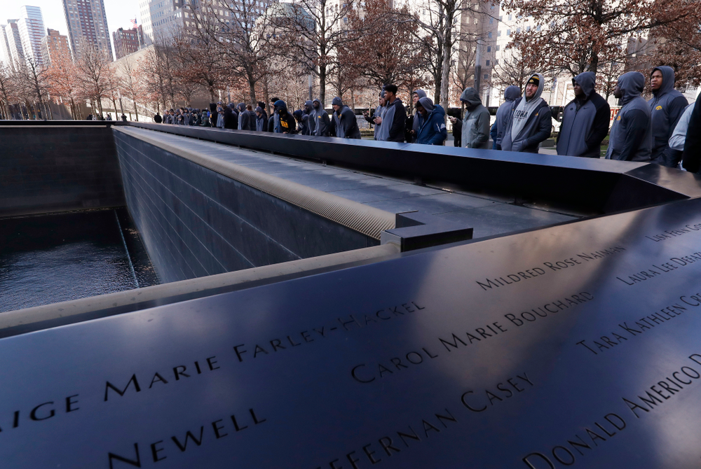 The Iowa Hawkeyes visit the observation deck of the One World Trade Center and the 9/11 Memorial and Museum.