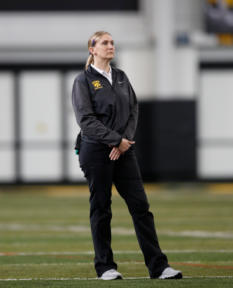 Hawkeye Football Athletic Trainer Kammy Powell during spring practice Wednesday, March 28, 2018 at the Hansen Football Performance Center. (Brian Ray/hawkeyesports.com)