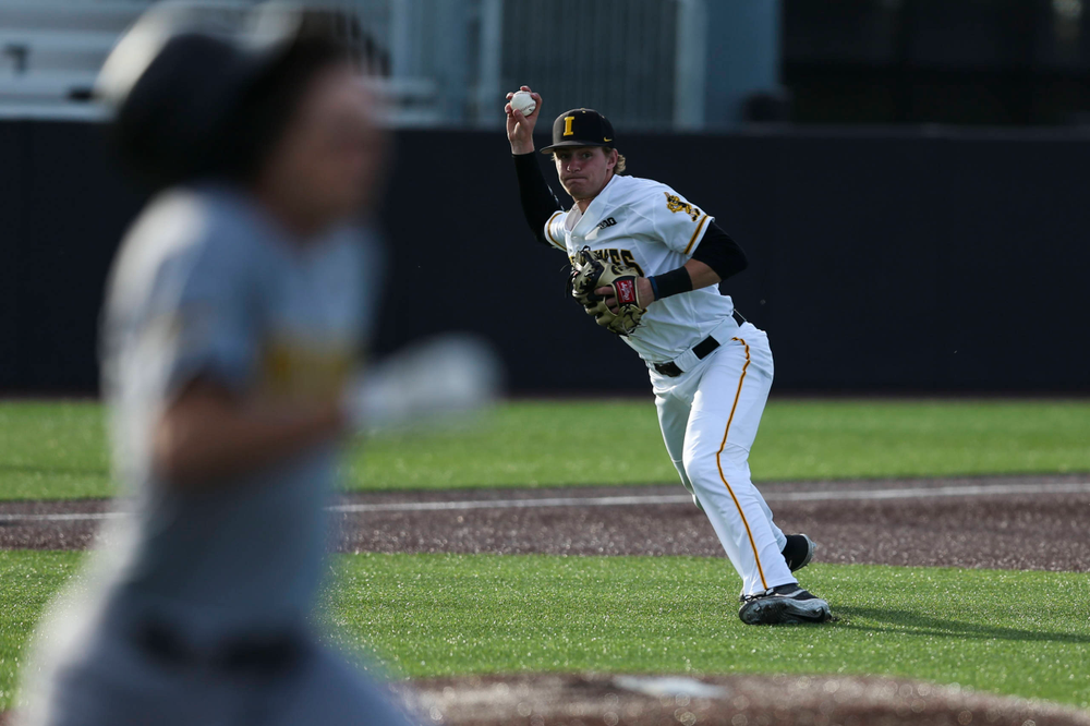 Iowa infielder Brendan Sher at baseball vs Milwaukee on Tuesday, April 23, 2019 at Duane Banks Field. (Lily Smith/hawkeyesports.com)