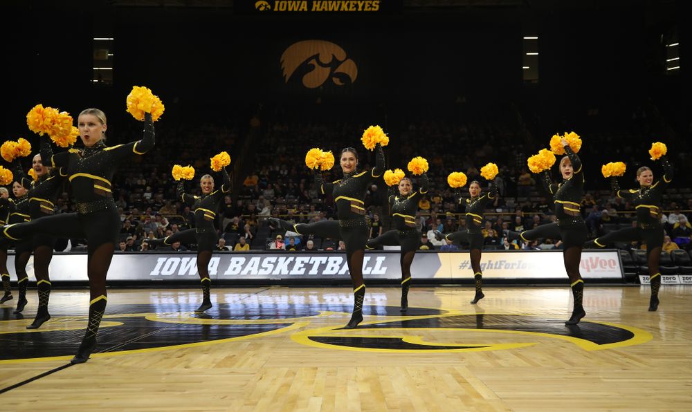 The Iowa Dance Team performs at halftime of the Iowa Hawkeyes game against the Nebraska Cornhuskers Thursday, January 3, 2019 at Carver-Hawkeye Arena. (Brian Ray/hawkeyesports.com)