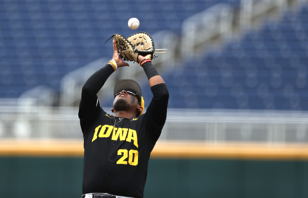 Iowa Hawkeyes Izaya Fullard (20) against the Nebraska Cornhuskers in the first round of the Big Ten Baseball Tournament Friday, May 24, 2019 at TD Ameritrade Park in Omaha, Neb. (Brian Ray/hawkeyesports.com)