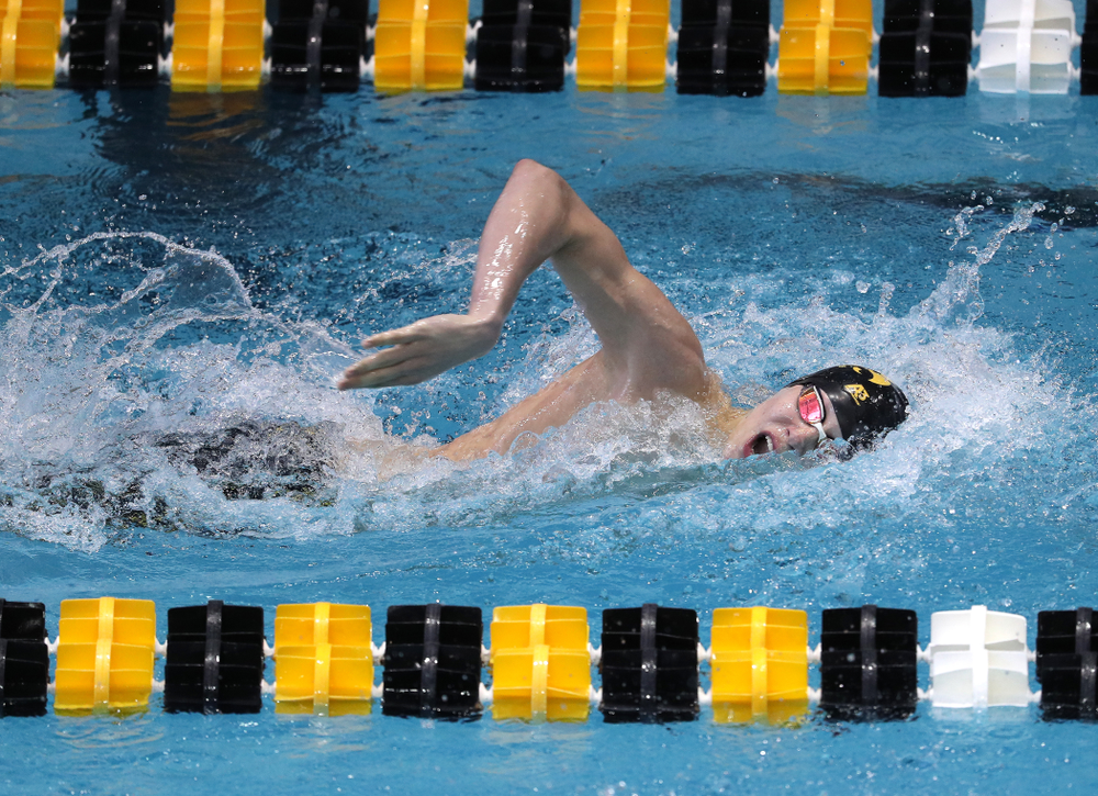 Iowa's Andrew Fierke swims in the preliminaries of the 500-yard freestyle during the 2019 Big Ten Swimming and Diving Championships Thursday, February 28, 2019 at the Campus Wellness and Recreation Center. (Brian Ray/hawkeyesports.com)