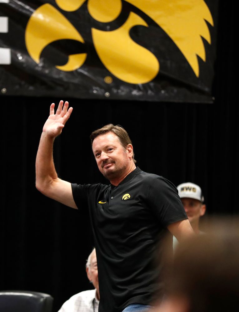 The 1983 Hawkeye Football Coaching Staff at Fry Fest Friday, August 31, 2018 in Coralville. (Brian Ray/hawkeyesports.com)