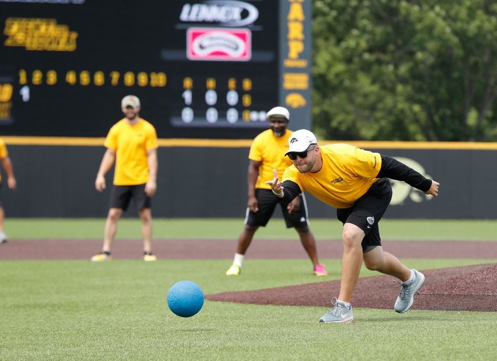 Assistant Director of Football Operations Ben Hansen during the Iowa Student Athlete Kickoff Kickball game Sunday, August 19, 2018 at Duane Banks Field. (Brian Ray/hawkeyesports.com)