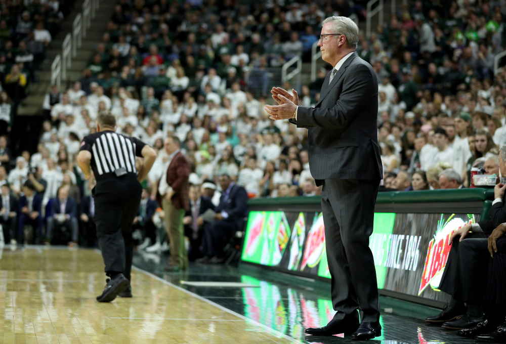 Iowa Hawkeyes head coach Fran McCaffery against Michigan State Tuesday, February 25, 2020 at the Breslin Center in East Lansing, MI. (Brian Ray/hawkeyesports.com)