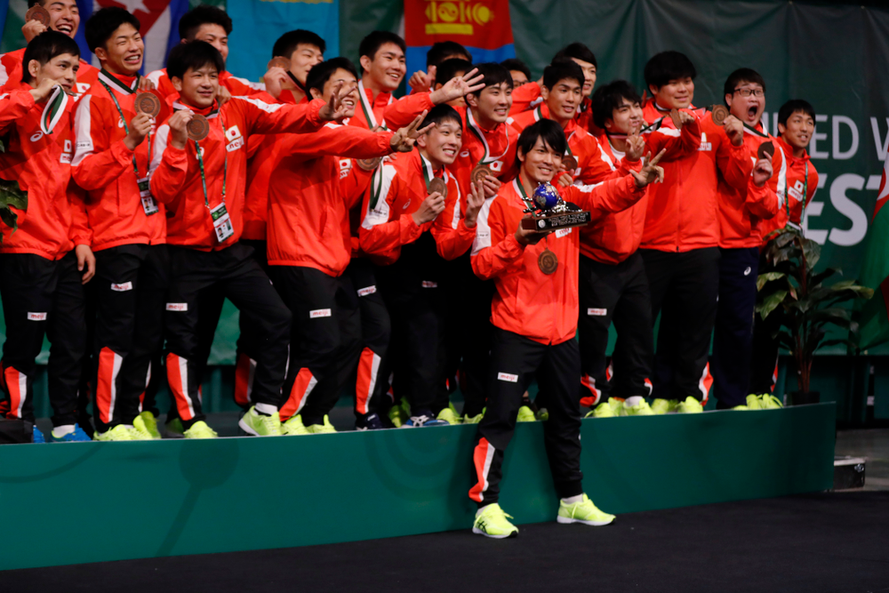 Japan following the United World Wrestling Freestyle World Cup Sunday, April 8, 2018 at Carver-Hawkeye Arena. (Brian Ray/hawkeyesports.com)