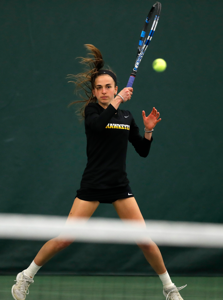 Adrienne Jensen against Ohio State Sunday, March 25, 2018 at the Hawkeye Tennis and Recreation Center. (Brian Ray/hawkeyesports.com)