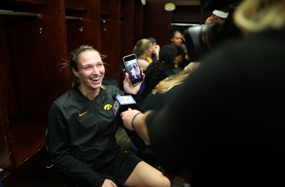 Iowa Hawkeyes guard Makenzie Meyer (3) during practice and media before the regional final of the 2019 NCAA Women's College Basketball Tournament against the Baylor Bears Sunday, March 31, 2019 at Greensboro Coliseum in Greensboro, NC.(Brian Ray/hawkeyesports.com)