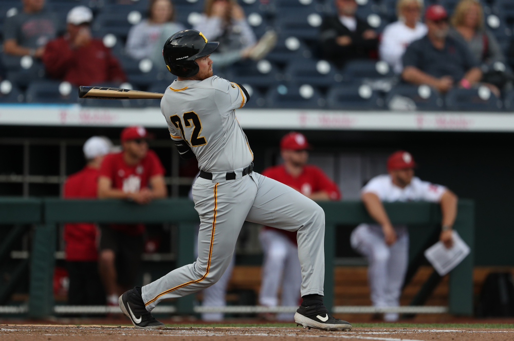 Iowa Hawkeyes Tanner Padgett (22) against the Indiana Hoosiers in the first round of the Big Ten Baseball Tournament Wednesday, May 22, 2019 at TD Ameritrade Park in Omaha, Neb. (Brian Ray/hawkeyesports.com)