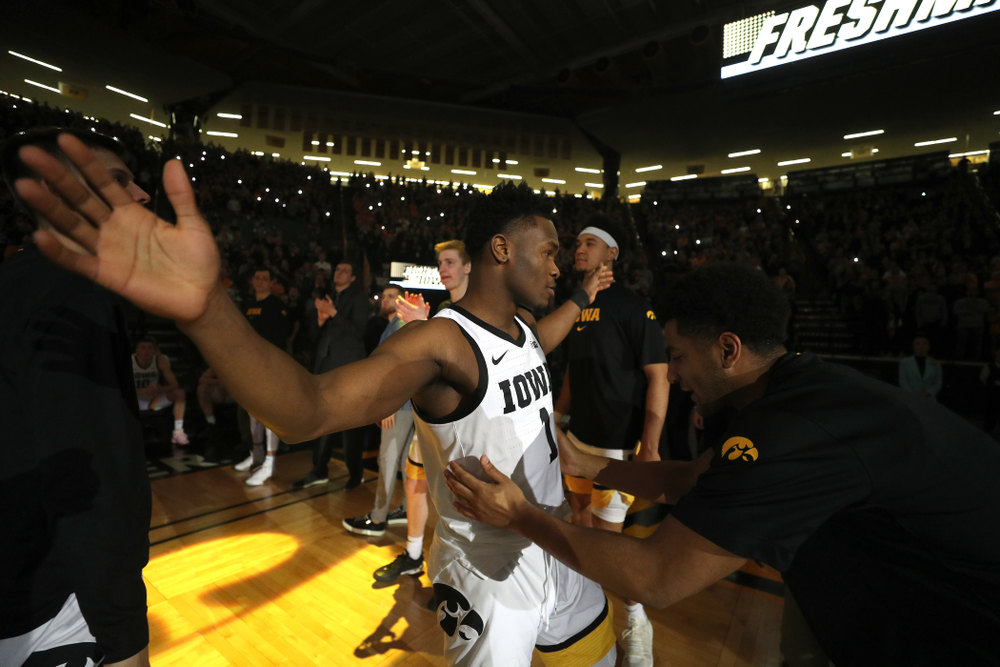 Iowa Hawkeyes guard Joe Toussaint (1) against the Purdue Boilermakers Tuesday, March 3, 2020 at Carver-Hawkeye Arena. (Brian Ray/hawkeyesports.com)