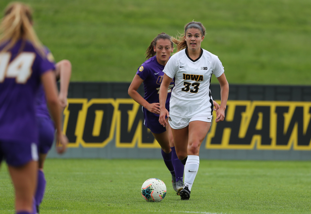 Iowa Hawkeyes defender Riley Burns (33) during a 6-1 win over Northern Iowa Sunday, August 25, 2019 at the Iowa Soccer Complex. (Brian Ray/hawkeyesports.com)