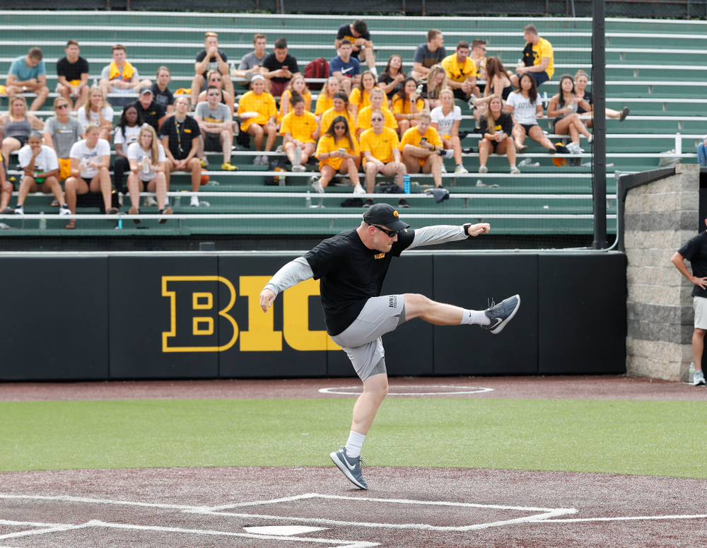 Director of Football New Media Max Allen during the Iowa Student Athlete Kickoff Kickball game Sunday, August 19, 2018 at Duane Banks Field. (Brian Ray/hawkeyesports.com)