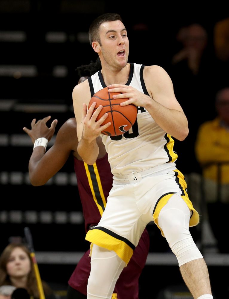 Iowa Hawkeyes guard Connor McCaffery (30) against the Minnesota Golden Gophers Monday, December 9, 2019 at Carver-Hawkeye Arena. (Brian Ray/hawkeyesports.com)