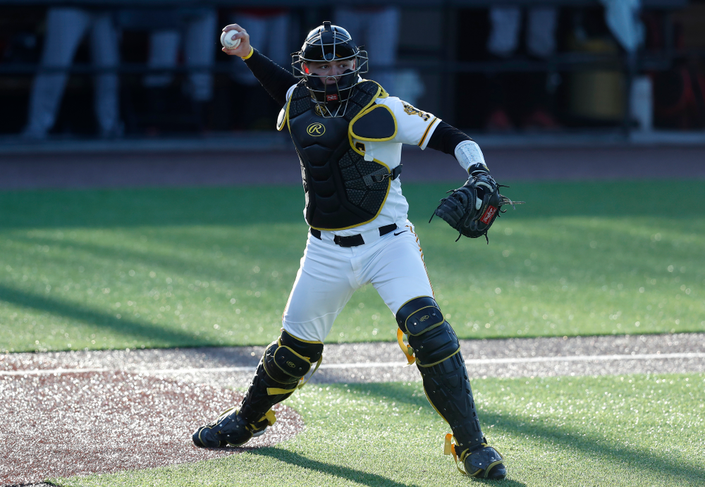 Iowa Hawkeyes catcher Matt Berst (13) against Northern Illinois Tuesday, April 17, 2018 at Duane Banks Field. (Brian Ray/hawkeyesports.com)