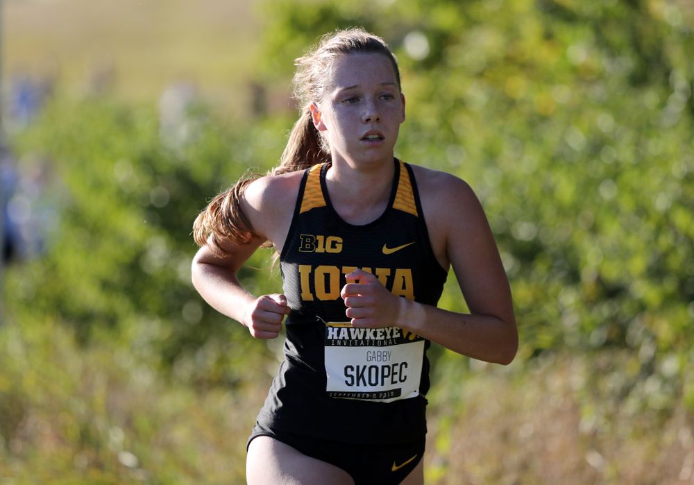 IowaÕs Gabby Skopec runs in the 2019 Hawkeye Invitational Friday, September 6, 2019 at the Ashton Cross Country Course. (Brian Ray/hawkeyesports.com)
