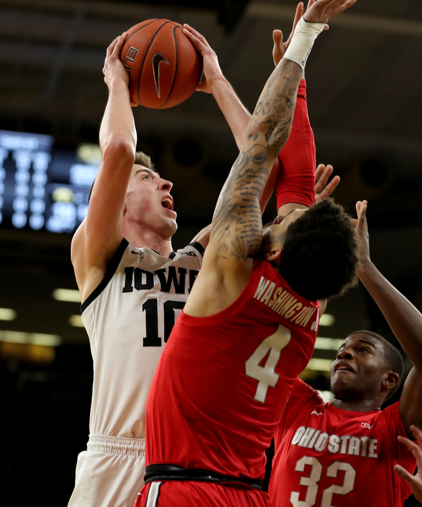 Iowa Hawkeyes guard Joe Wieskamp (10) against the Ohio State Buckeyes Thursday, February 20, 2020 at Carver-Hawkeye Arena. (Brian Ray/hawkeyesports.com)