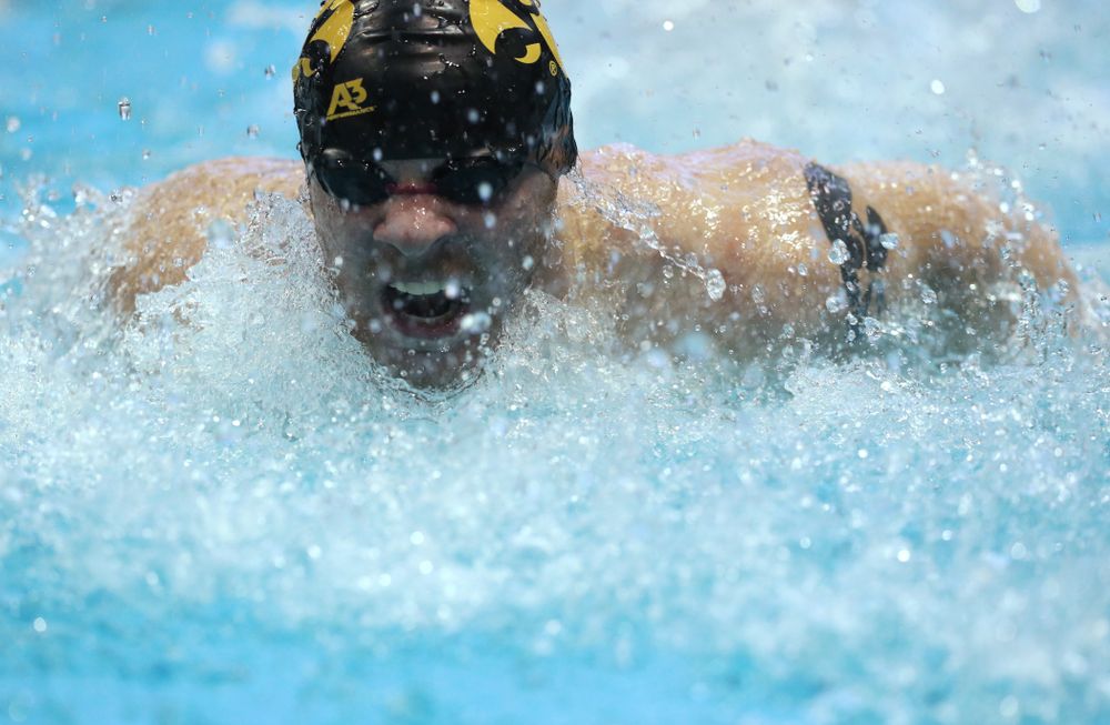 Iowa's Tanner Nelson swims the 200 yard Individual Medley Thursday, November 15, 2018 during the 2018 Hawkeye Invitational at the Campus Recreation and Wellness Center. (Brian Ray/hawkeyesports.com)