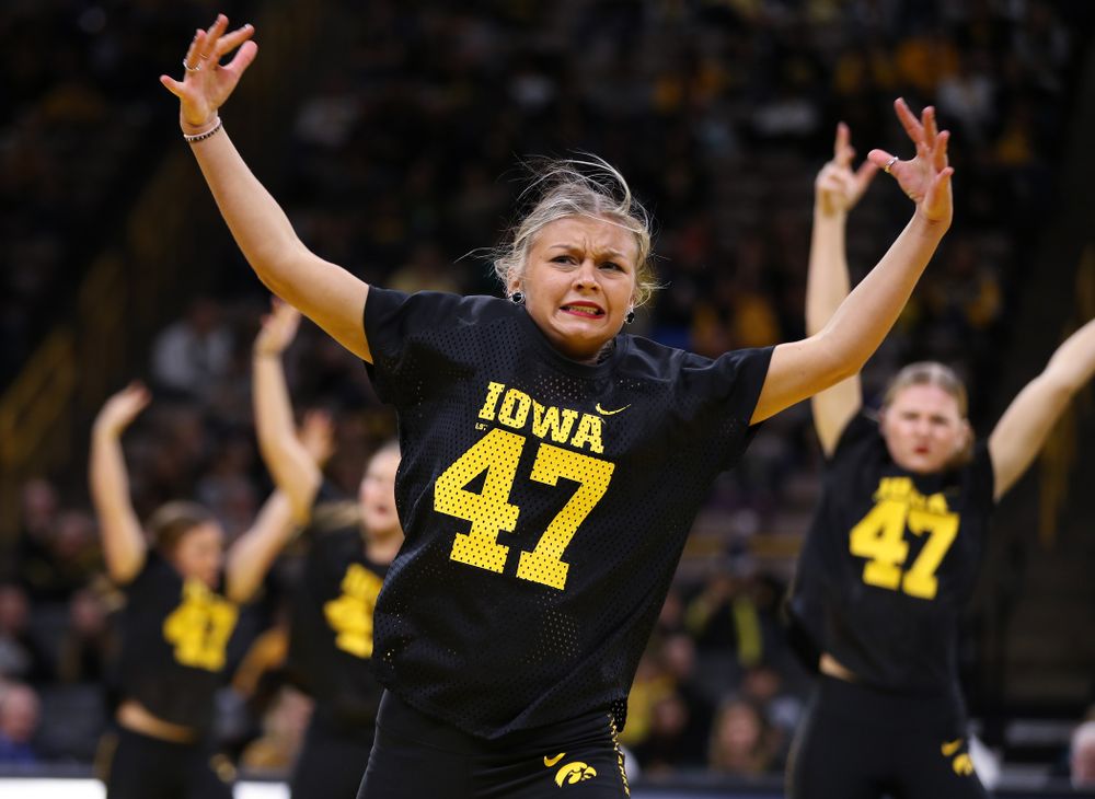 The Iowa Dance Team performs at the intermission of the Iowa Hawkeyes match against Purdue Saturday, November 24, 2018 at Carver-Hawkeye Arena. (Brian Ray/hawkeyesports.com)