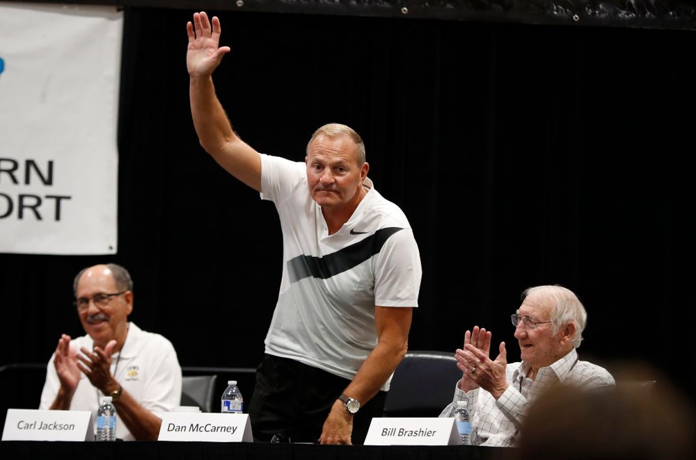 The 1983 Hawkeye Football Coaching Staff at Fry Fest Friday, August 31, 2018 in Coralville. (Brian Ray/hawkeyesports.com)