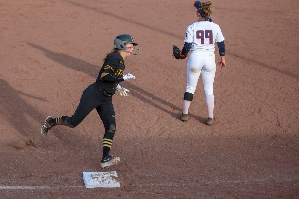 IowaÕs Aralee Bogar (2) at softball vs Illinois game 3 on Saturday, April 13, 2019 at Bob Pearl Field. (Lily Smith/hawkeyesports.com)