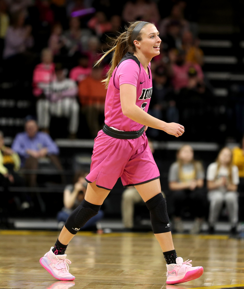 Iowa Hawkeyes guard Makenzie Meyer (3) against the Wisconsin Badgers Sunday, February 16, 2020 at Carver-Hawkeye Arena. (Brian Ray/hawkeyesports.com)