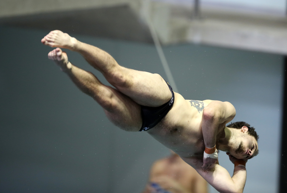 Iowa's Anton Hoherz competes on the 1-meter springboard during the 2019 Big Ten Swimming and Diving Championships Thursday, February 28, 2019 at the Campus Wellness and Recreation Center. (Brian Ray/hawkeyesports.com)