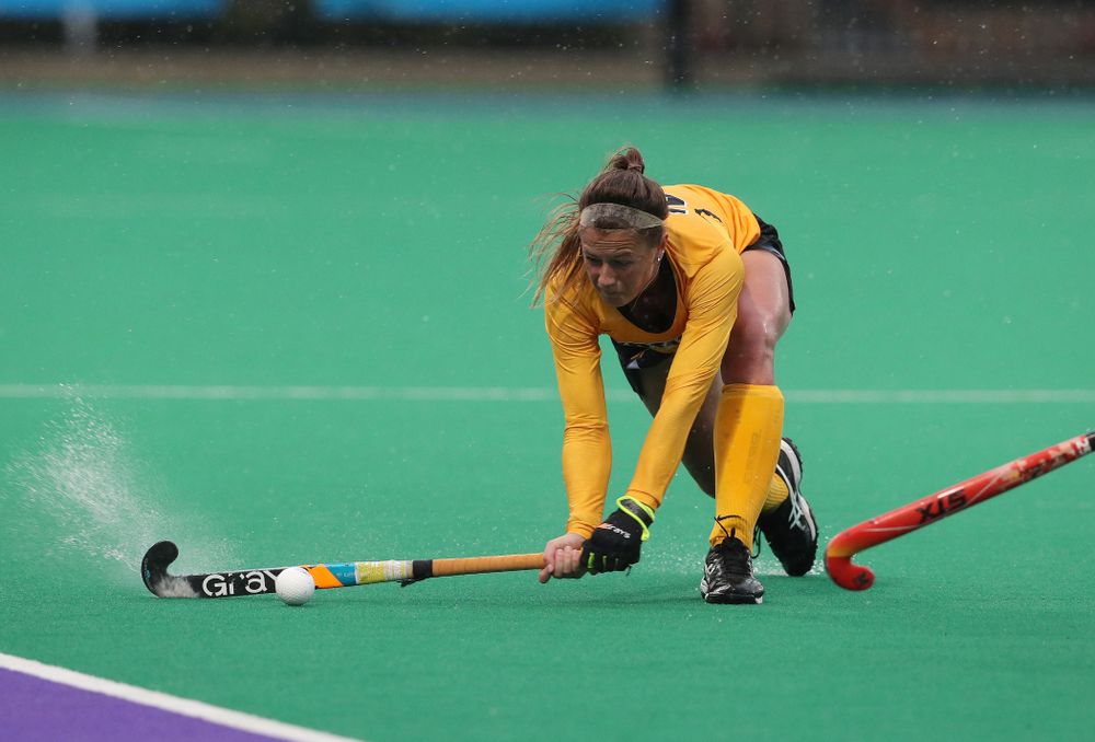 Iowa Hawkeyes Sophie Sunderland (20) against Maryland during the championship game of the Big Ten Tournament Sunday, November 4, 2018 at Lakeside Field in Evanston, Ill. (Brian Ray/hawkeyesports.com)