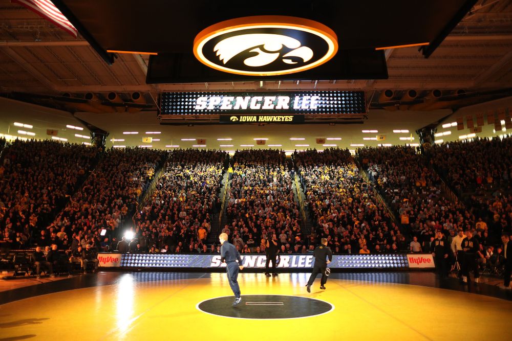 Iowa’s Spencer Lee before their meet against Penn State Friday, January 31, 2020 at Carver-Hawkeye Arena. (Brian Ray/hawkeyesports.com)