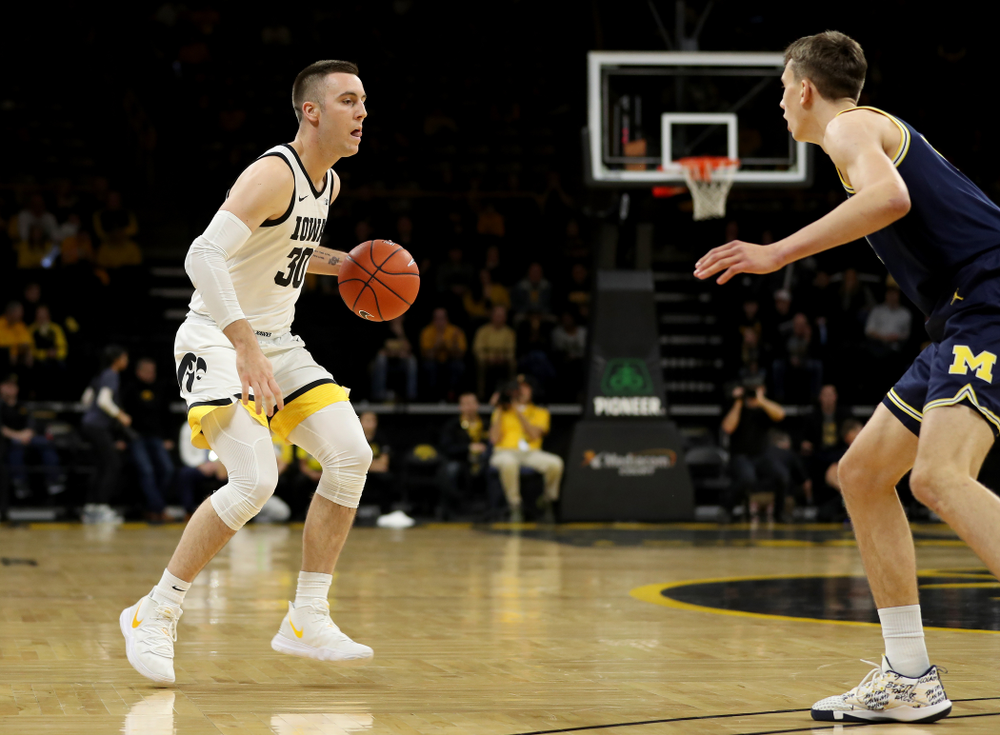 Iowa Hawkeyes guard Connor McCaffery (30) against the Michigan Wolverines Friday, January 17, 2020 at Carver-Hawkeye Arena. (Brian Ray/hawkeyesports.com)