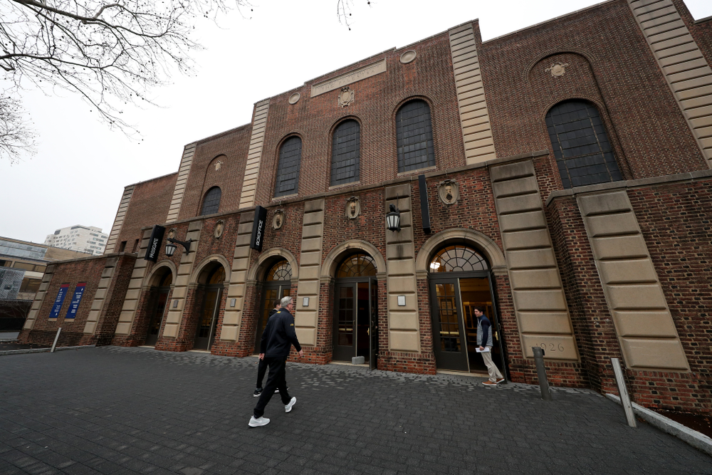 Iowa Hawkeyes head coach Fran McCaffery arrives for practice at the Palestra Friday, January 3, 2020 in Philadelphia. (Brian Ray/hawkeyesports.com)