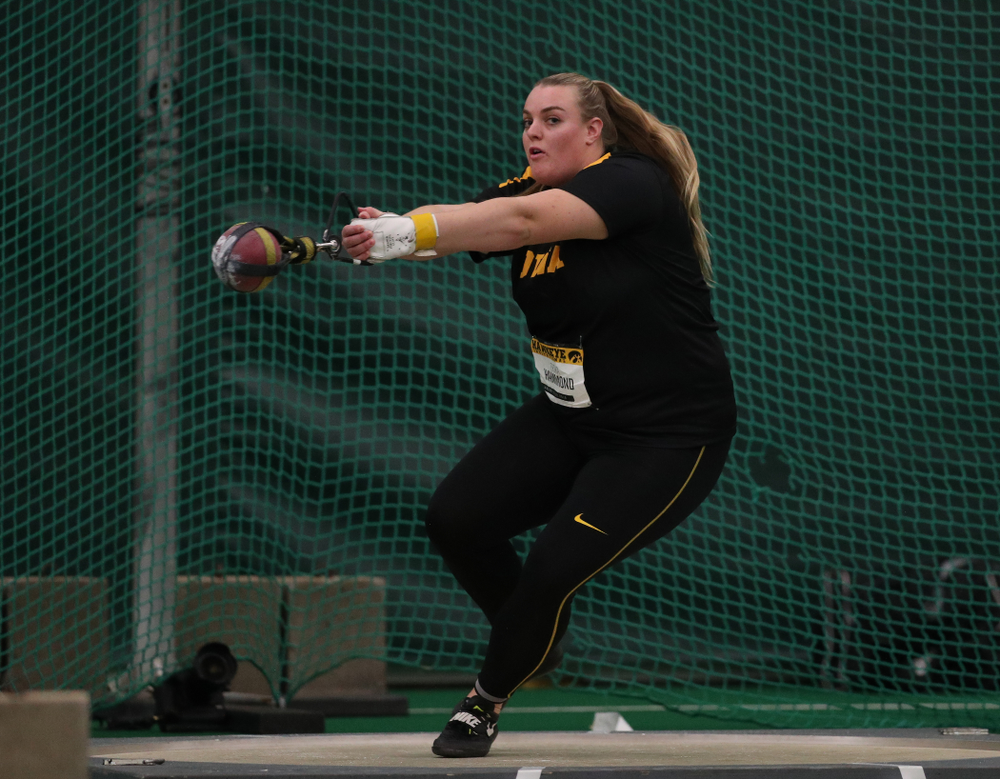 Iowa's Erika Hammond competes in the weight throw Friday, January 11, 2019 at the Hawkeye Tennis and Recreation Center. (Brian Ray/hawkeyesports.com)