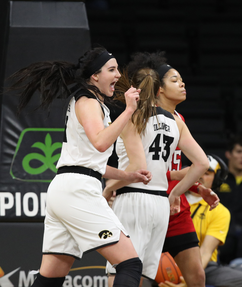 Iowa Hawkeyes forward Megan Gustafson (10) against the Rutgers Scarlet Knights Wednesday, January 23, 2019 at Carver-Hawkeye Arena. (Brian Ray/hawkeyesports.com)
