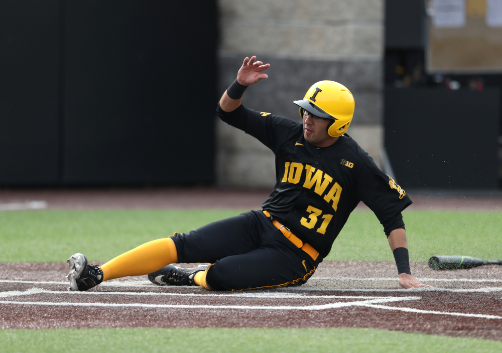 Iowa Hawkeyes infielder Matthew Sosa (31) against Simpson College Tuesday, March 19, 2019 at Duane Banks Field. (Brian Ray/hawkeyesports.com)