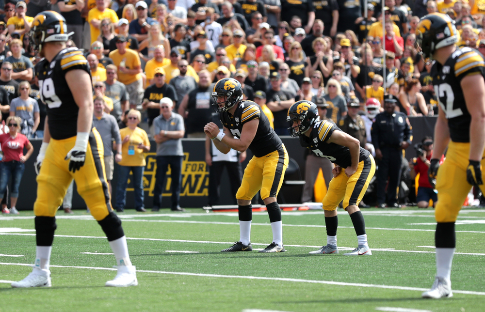 Iowa Hawkeyes punter Colten Rastetter (7) against the Rutgers Scarlet Knights Saturday, September 7, 2019 at Kinnick Stadium. (Brian Ray/hawkeyesports.com)