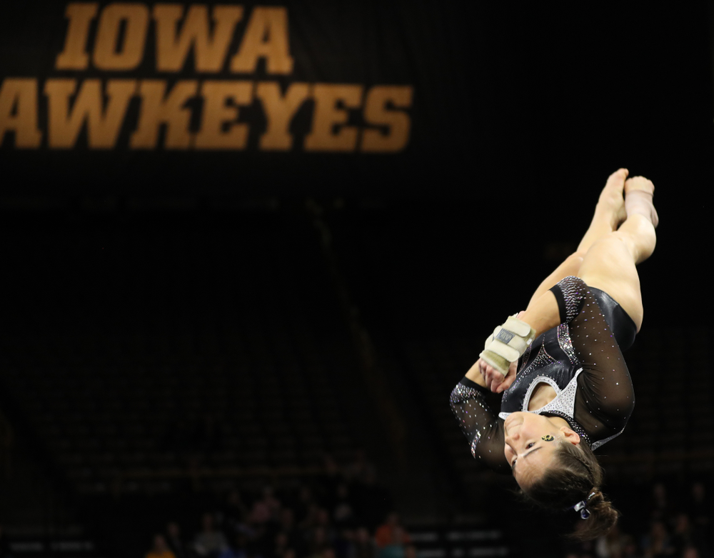 Iowa’s Allie Gilchrist competes on the floor against Michigan State Saturday, February 1, 2020 at Carver-Hawkeye Arena. (Brian Ray/hawkeyesports.com)