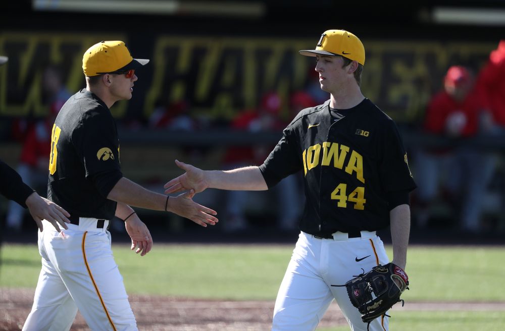 Iowa Hawkeyes Duncan Davitt (44) against the Bradley Braves Tuesday, March 26, 2019 at Duane Banks Field. (Brian Ray/hawkeyesports.com)