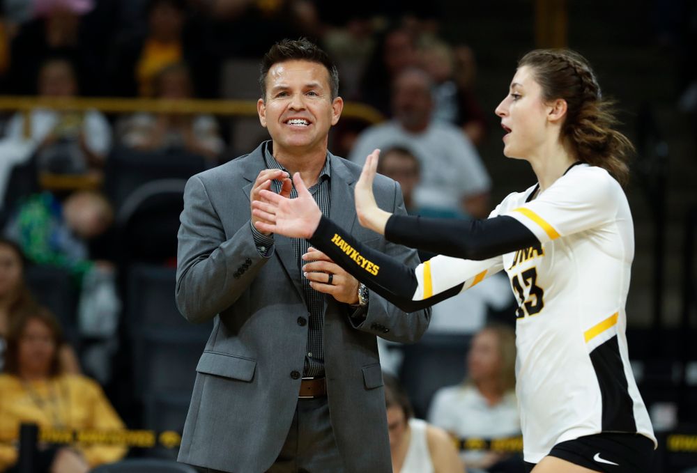 Iowa Hawkeyes head coach Bond Shymansky against the Michigan State Spartans Friday, September 21, 2018 at Carver-Hawkeye Arena. (Brian Ray/hawkeyesports.com)