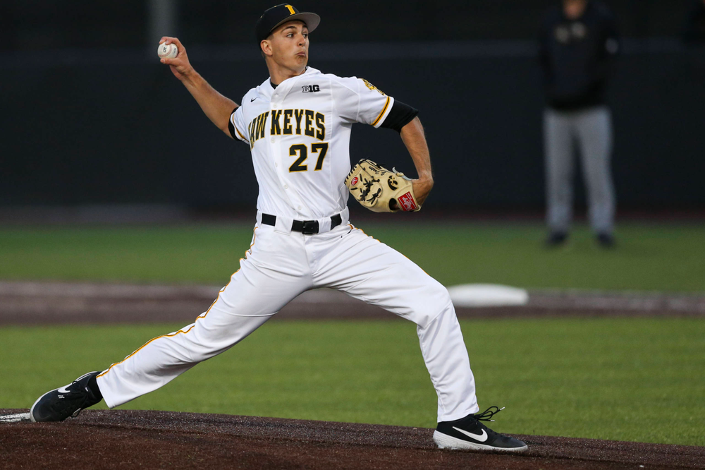 Iowa pitcher Jason Foster at baseball vs Milwaukee on Tuesday, April 23, 2019 at Duane Banks Field. (Lily Smith/hawkeyesports.com)