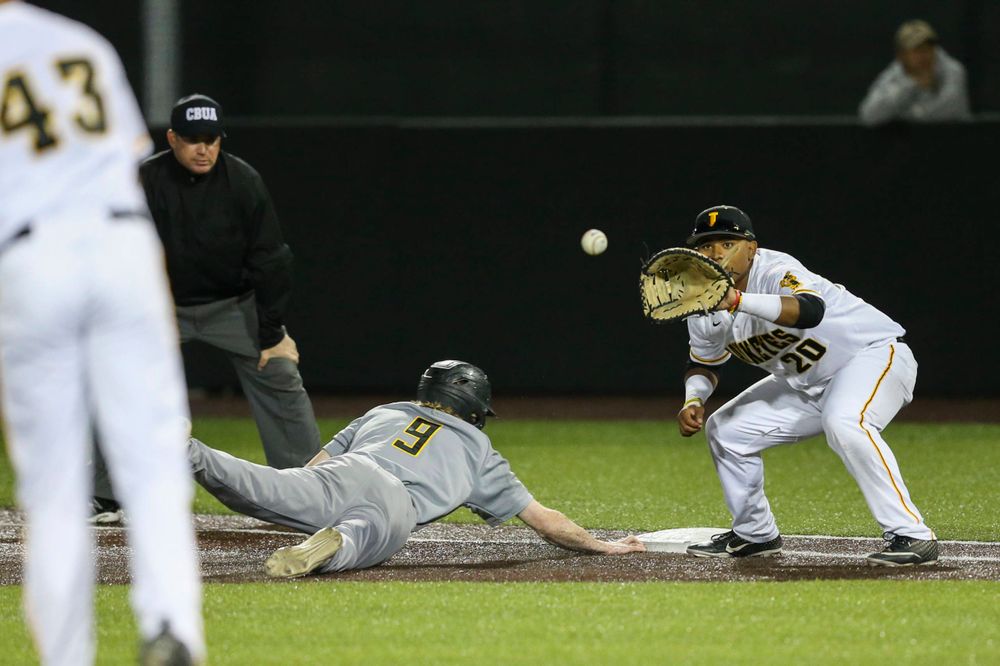 Iowa infielder Izaya Fullard at baseball vs Milwaukee on Tuesday, April 23, 2019 at Duane Banks Field. (Lily Smith/hawkeyesports.com)