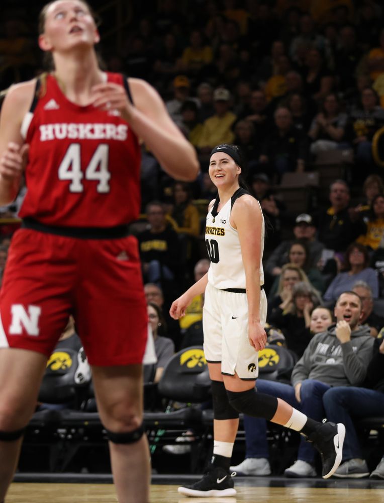 Iowa Hawkeyes forward Megan Gustafson (10) against the Nebraska Cornhuskers Thursday, January 3, 2019 at Carver-Hawkeye Arena. (Brian Ray/hawkeyesports.com)