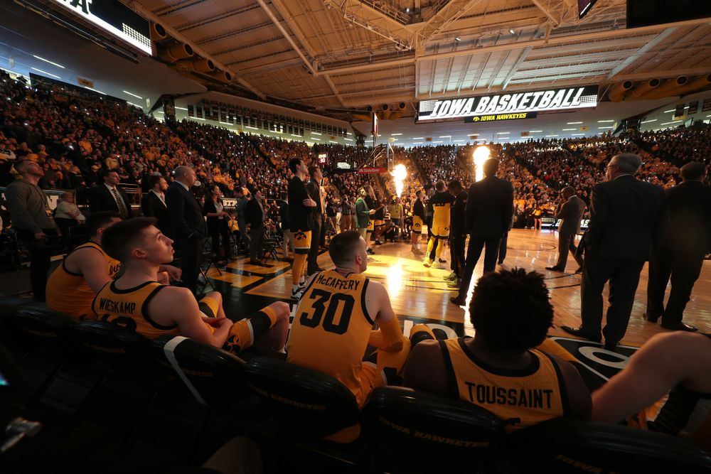 The Iowa Hawkeyes against the Nebraska Cornhuskers Saturday, February 8, 2020 at Carver-Hawkeye Arena. (Brian Ray/hawkeyesports.com)