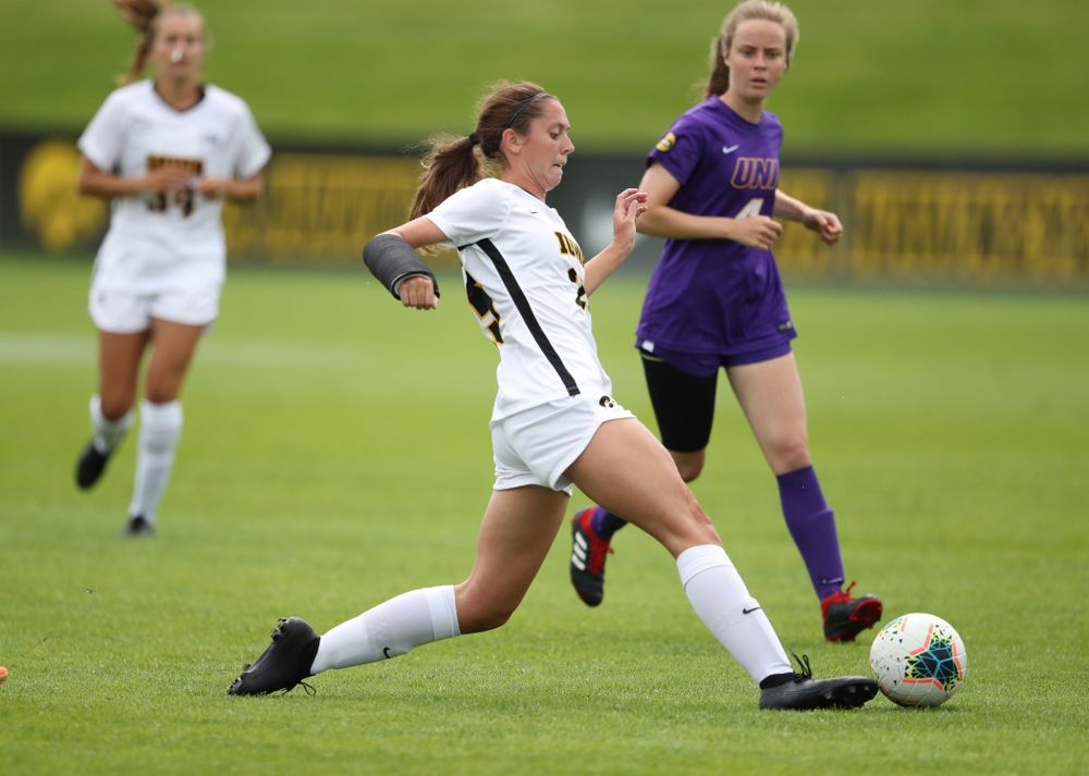 Iowa Hawkeyes midfielder Josie Durr (25) during a 6-1 win over Northern Iowa Sunday, August 25, 2019 at the Iowa Soccer Complex. (Brian Ray/hawkeyesports.com)