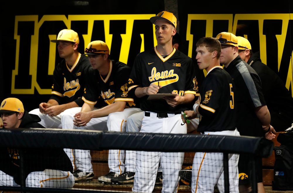 Iowa Hawkeyes outfielder Connor McCaffery (30) against Milwaukee Wednesday, April 25, 2018 at Duane Banks Field. (Brian Ray/hawkeyesports.com)