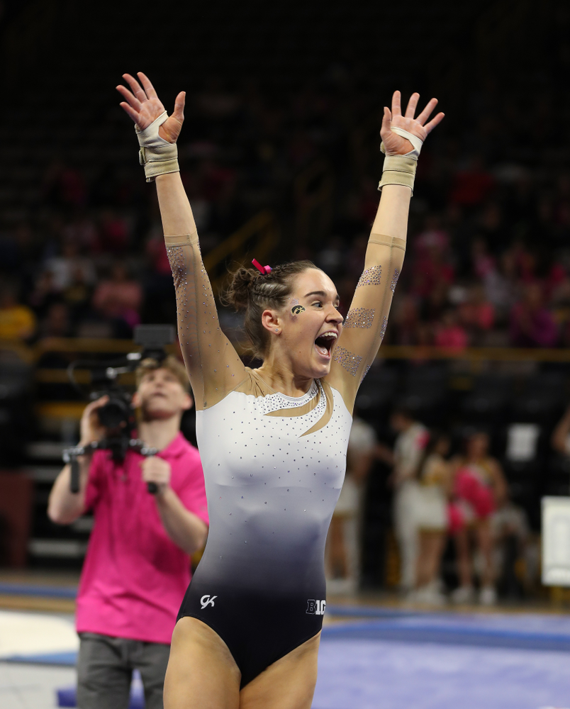 IowaÕs Allie Gilchrist competes on the beam against Ball State and Air Force Saturday, January 11, 2020 at Carver-Hawkeye Arena. (Brian Ray/hawkeyesports.com)