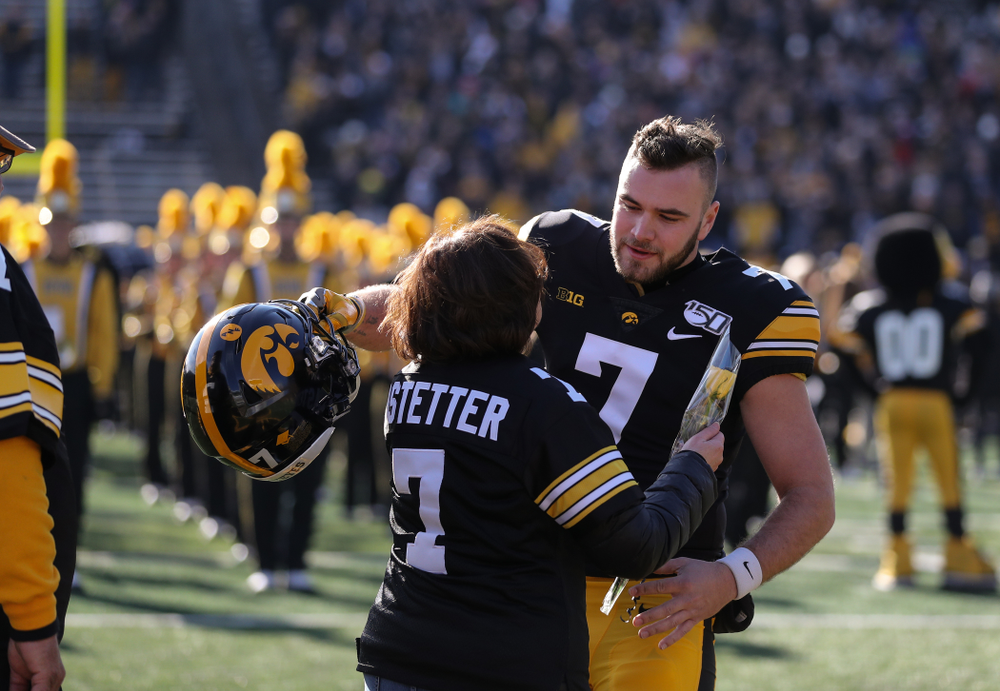 Iowa Hawkeyes punter Colten Rastetter (7) during Senior Day festivities before their game against the Illinois Fighting Illini Saturday, November 23, 2019 at Kinnick Stadium. (Brian Ray/hawkeyesports.com)