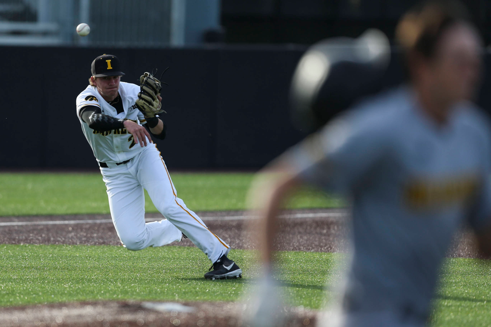 Iowa infielder Brendan Sher at baseball vs Milwaukee on Tuesday, April 23, 2019 at Duane Banks Field. (Lily Smith/hawkeyesports.com)