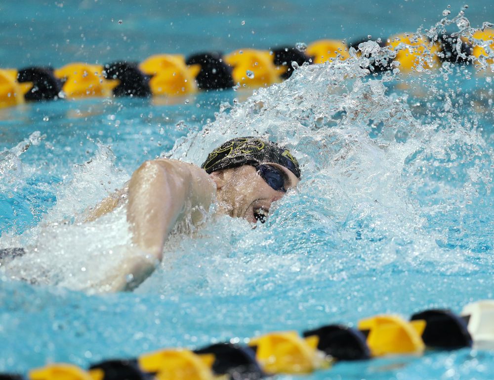 Iowa's Weston Credit swims the 200 yard Individual Medley Thursday, November 15, 2018 during the 2018 Hawkeye Invitational at the Campus Recreation and Wellness Center. (Brian Ray/hawkeyesports.com)
