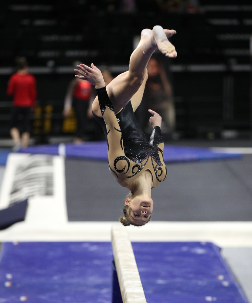 Iowa's Mackienzie Vance competes on the beam during their meet against Southeast Missouri State Friday, January 11, 2019 at Carver-Hawkeye Arena. (Brian Ray/hawkeyesports.com)