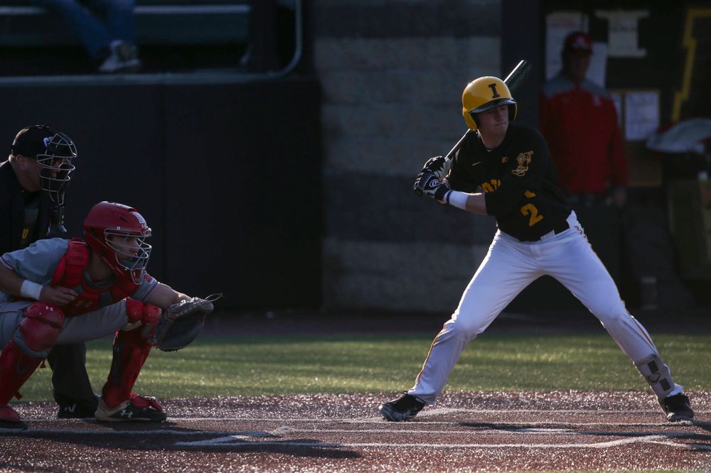 Iowa infielder Brendan Sher at the game vs. Bradley on Tuesday, March 26, 2019 at (place). (Lily Smith/hawkeyesports.com)