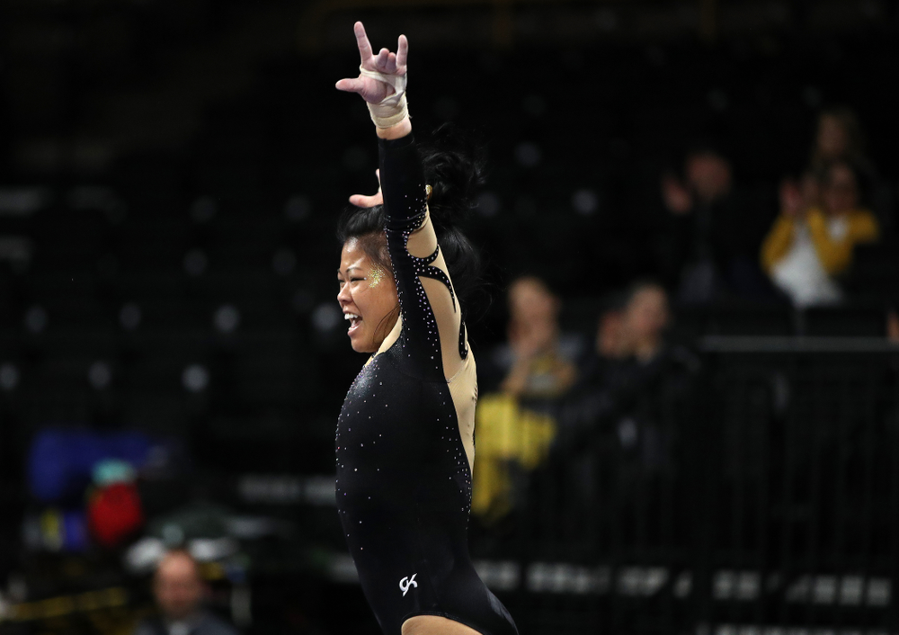 Iowa's Misty-Jade Carlson competes on the vault during their meet against Southeast Missouri State Friday, January 11, 2019 at Carver-Hawkeye Arena. (Brian Ray/hawkeyesports.com)